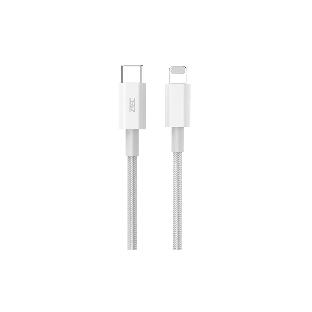 สายชาร์จ ZTEC รุ่น ZL312 USB-C to Lightning 30W ยาว 2 เมตร สีขาว (รองรับ PD และเชื่อมต่อ Apple CarPlay)